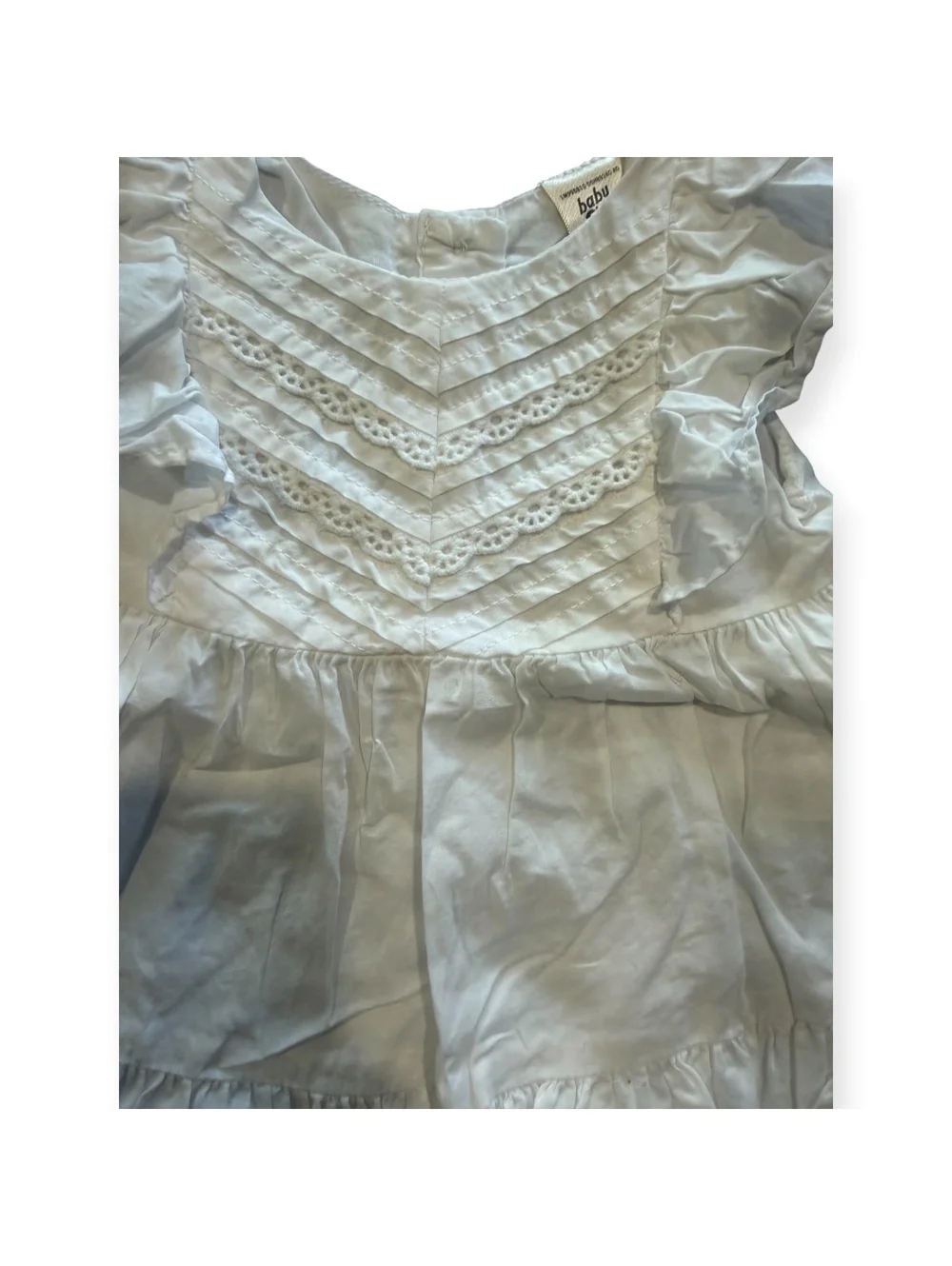 Baby B'gosh White Cotton Dress with Matching Diaper Cover, Size 3 Months